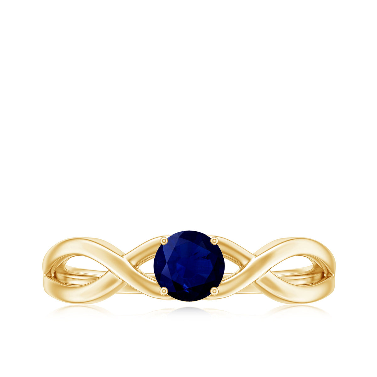 Natural 0.9 Carat Blue Sapphire Promise Ring with Crossover Shank