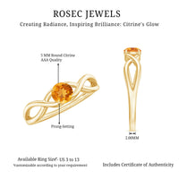 Certified Real Citrine Infinity Promise Ring with