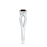 Genuine 8mm Garnet Solitaire Engagement Ring with Crossover Shank