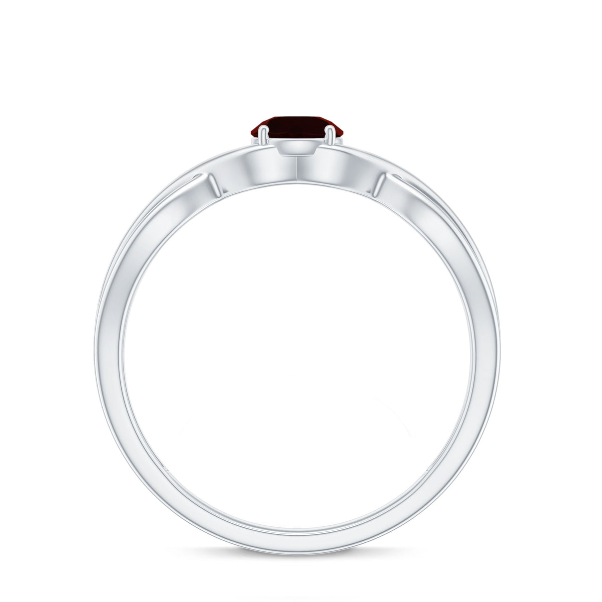 Genuine 8mm Garnet Solitaire Engagement Ring with Crossover Shank