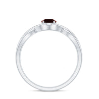 Genuine 8mm Garnet Solitaire Engagement Ring with Crossover Shank