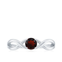 Genuine 8mm Garnet Solitaire Engagement Ring with Crossover Shank