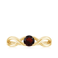 Genuine 8mm Garnet Solitaire Engagement Ring with Crossover Shank