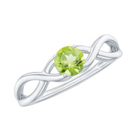 Natural Half Carat Peridot Promise Ring with Crossover Shank