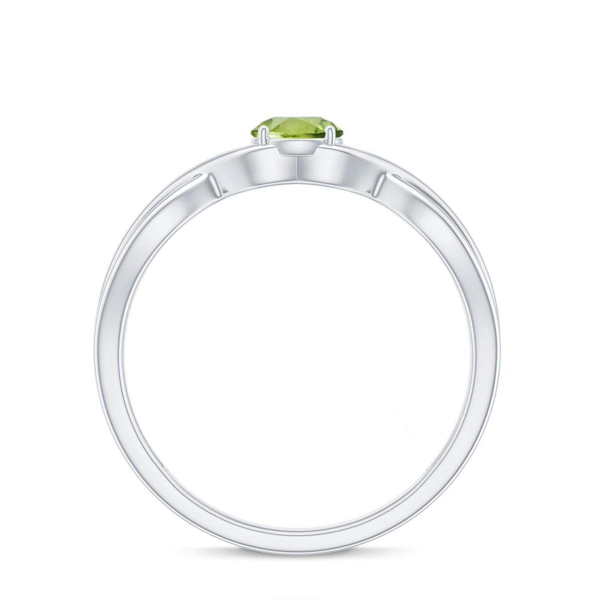 Natural Half Carat Peridot Promise Ring with Crossover Shank