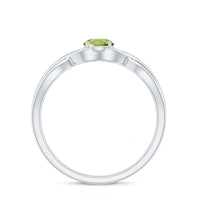 Natural Half Carat Peridot Promise Ring with Crossover Shank