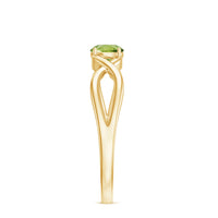 Natural Half Carat Peridot Promise Ring with Crossover Shank