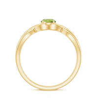 Natural Half Carat Peridot Promise Ring with Crossover Shank