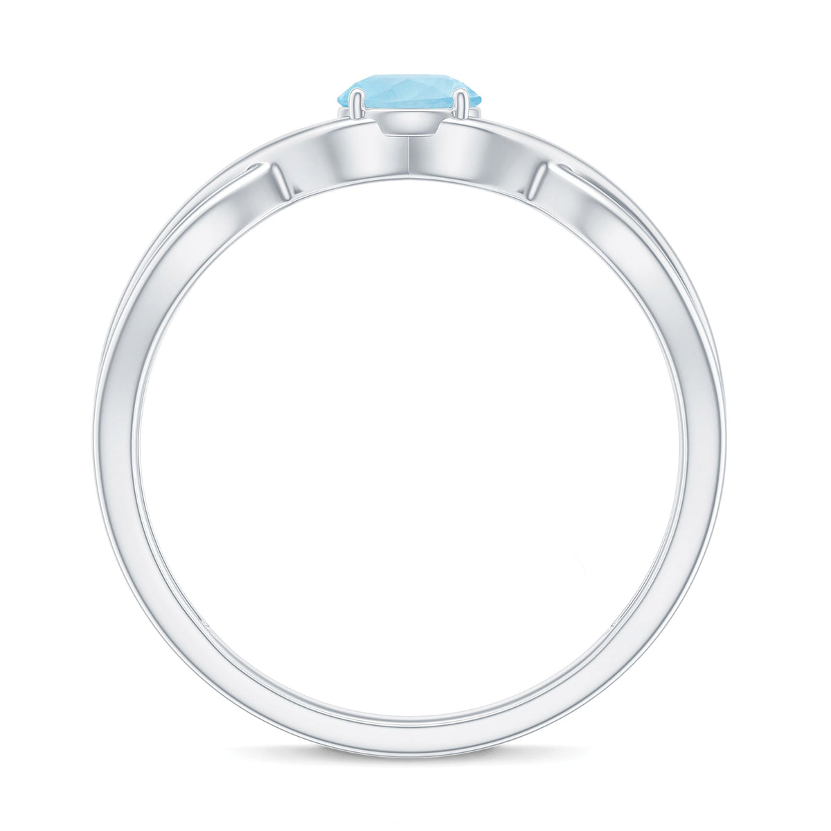Solitaire aquamarine infinity promise ring by Rosec Jewels featuring a central aquamarine gemstone and infinity band design.