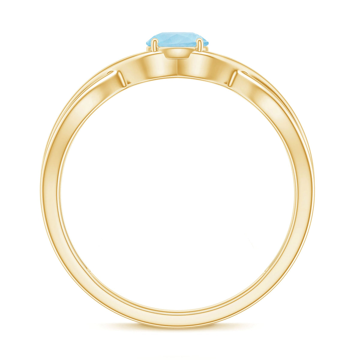 Solitaire aquamarine infinity promise ring by Rosec Jewels featuring a central aquamarine gemstone on a sleek band