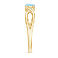 Solitaire aquamarine infinity promise ring by Rosec Jewels featuring a central aquamarine gemstone on a silver band.