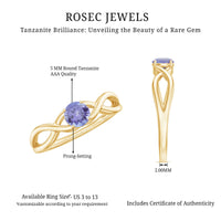 Genuine Tanzanite promise ring by Rosec Jewels featuring a crossover shank design and sparkling gemstone setting.