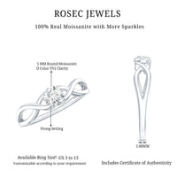 Round Moissanite Solitaire Promise Ring with Infinity Band
