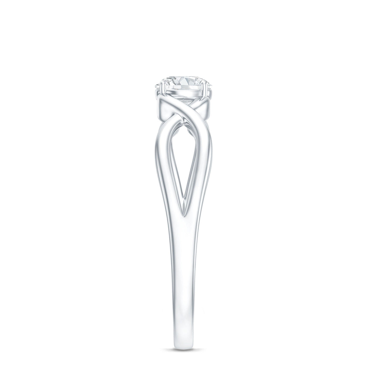 Round Moissanite Solitaire Promise Ring with Infinity Band