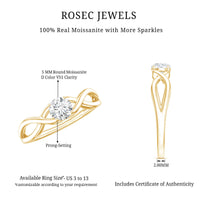 Round Moissanite Solitaire Promise Ring with Infinity Band