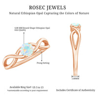 Natural Ethiopian rainbow opal promise ring with crossover shank by Rosec Jewels, showcasing vibrant multicolored gemstones and elegant design.