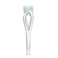 Natural Ethiopian Rainbow Opal Promise Ring with Crossover Shank