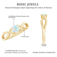 Natural Ethiopian Rainbow Opal promise ring with crossover shank from Rosec Jewels, showcasing vibrant rainbow-colored opal and elegant silver band.