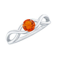 Rosec Jewels 0.25 CT solitaire fire opal crossover engagement ring with a sparkling oval gemstone and sleek band design.