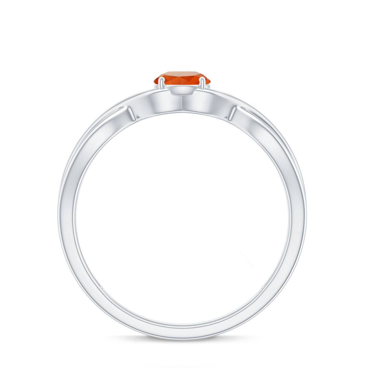 Rosec Jewels 0.25 CT solitaire fire opal crossover engagement ring showcasing a vibrant fire opal gemstone on a delicate band