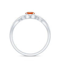 Rosec Jewels 0.25 CT solitaire fire opal crossover engagement ring showcasing a vibrant fire opal gemstone on a delicate band