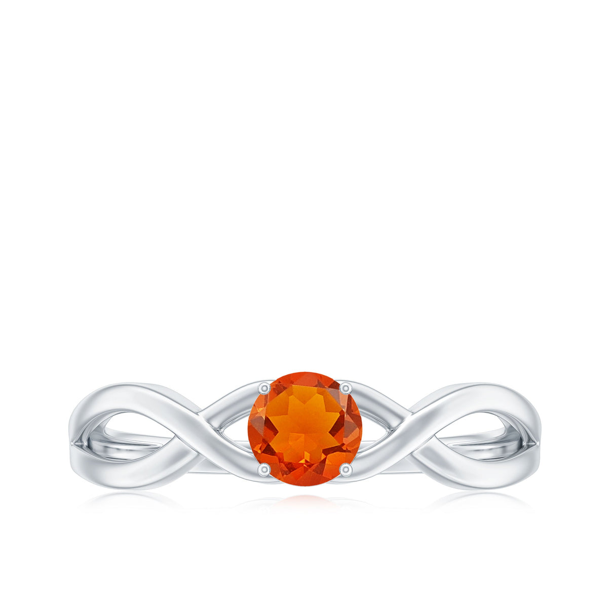 0.25 CT solitaire fire opal crossover engagement ring by Rosec Jewels featuring a vibrant fire opal gemstone and elegant band.