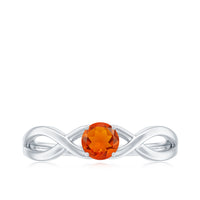 0.25 CT solitaire fire opal crossover engagement ring by Rosec Jewels featuring a vibrant fire opal gemstone and elegant band.