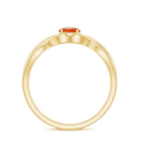 0.25 carat solitaire fire opal crossover engagement ring by Rosec Jewels with a vibrant orange gemstone and elegant design.