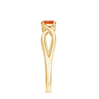 0.25 CT solitaire fire opal crossover engagement ring by Rosec Jewels featuring a vibrant fire opal gemstone.
