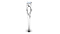 Round moonstone solitaire promise ring with crossover shank by Rosec Jewels, showcasing a smooth, polished gemstone setting.