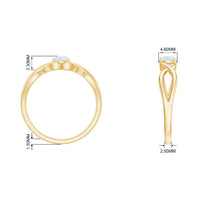 Round moonstone solitaire promise ring with crossover shank, featuring a polished band and a central moonstone gemstone.