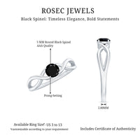 Natural Black Spinel Proposal Ring with Crossover Shank