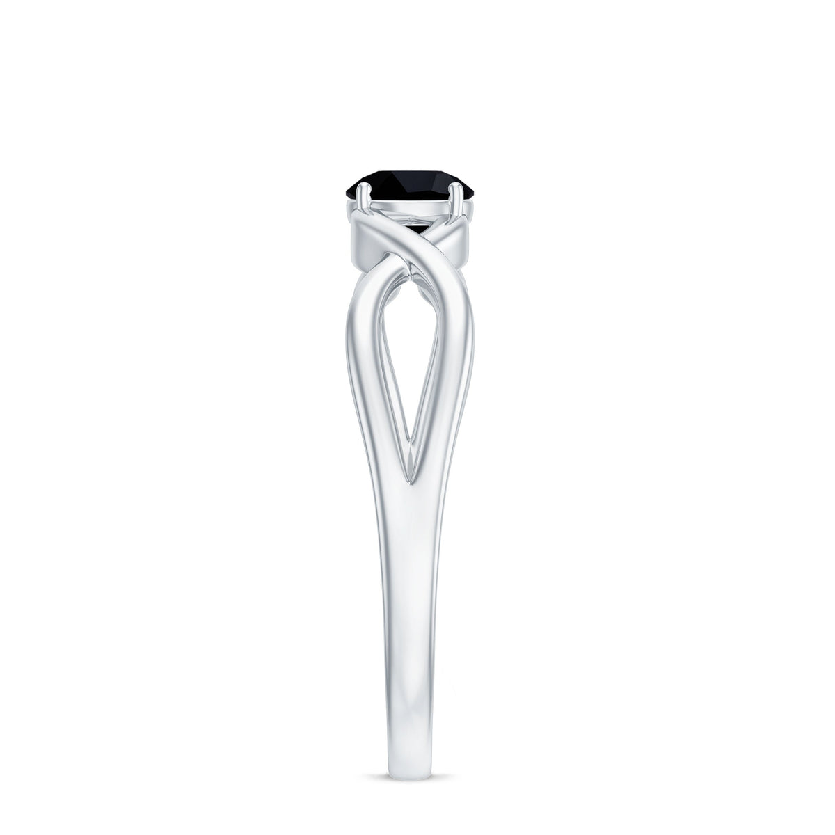 Natural Black Spinel Proposal Ring with Crossover Shank