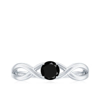 Natural Black Spinel Proposal Ring with Crossover Shank