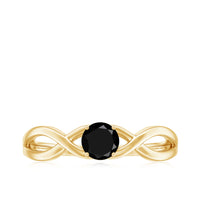 Natural Black Spinel Proposal Ring with Crossover Shank