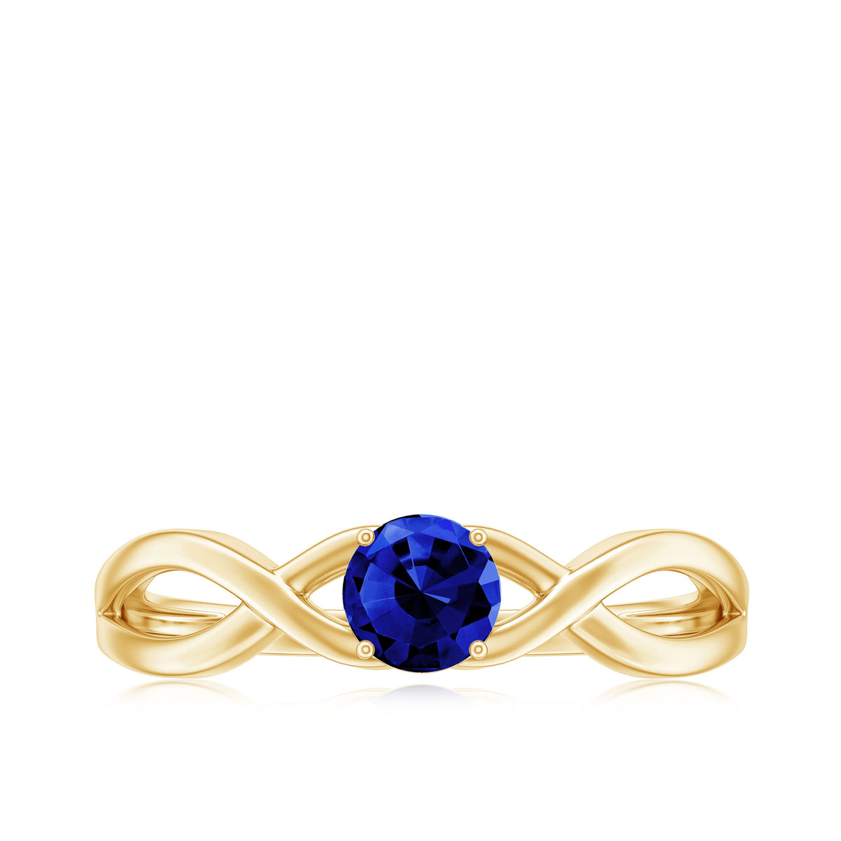 Certified 0.6 Carat Lab Grown Blue Sapphire Infinity Promise Ring