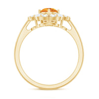 Vintage Looking Citrine Flower Engagement Ring with Certificate