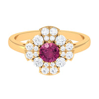 Pink Tourmaline Flower Inspired Engagement Ring with Moissanite