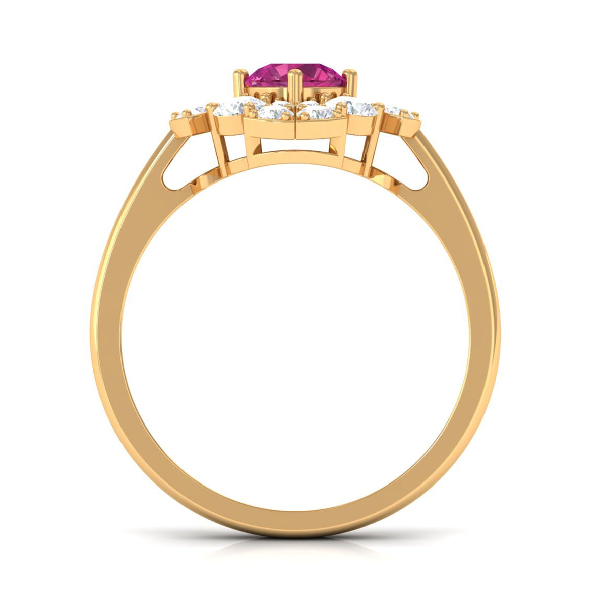 Pink Tourmaline Flower Inspired Engagement Ring with Moissanite