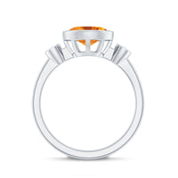 Natural 6X8mm Citrine Diamond Oval Engagement Ring in Bezel Set
