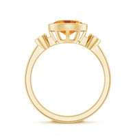 Natural 6X8mm Citrine Diamond Oval Engagement Ring in Bezel Set