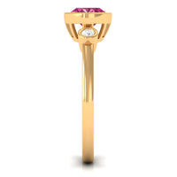 Pink Tourmaline Solitaire East West Ring with Diamond