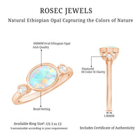 Oval Cut Ethiopian Opal East West Engagement Ring with Diamond