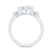 Oval Cut Ethiopian Opal East West Engagement Ring with Diamond