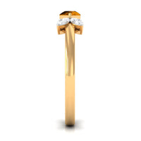 0.75 CT Pear Cut Citrine Promise Ring with Leaf Diamond