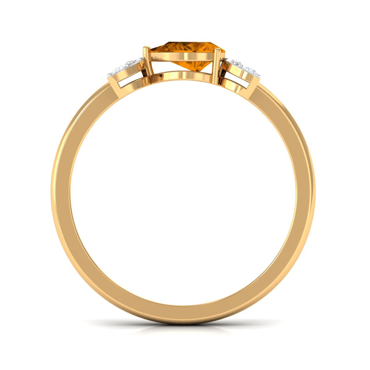 0.75 CT Pear Cut Citrine Promise Ring with Leaf Diamond