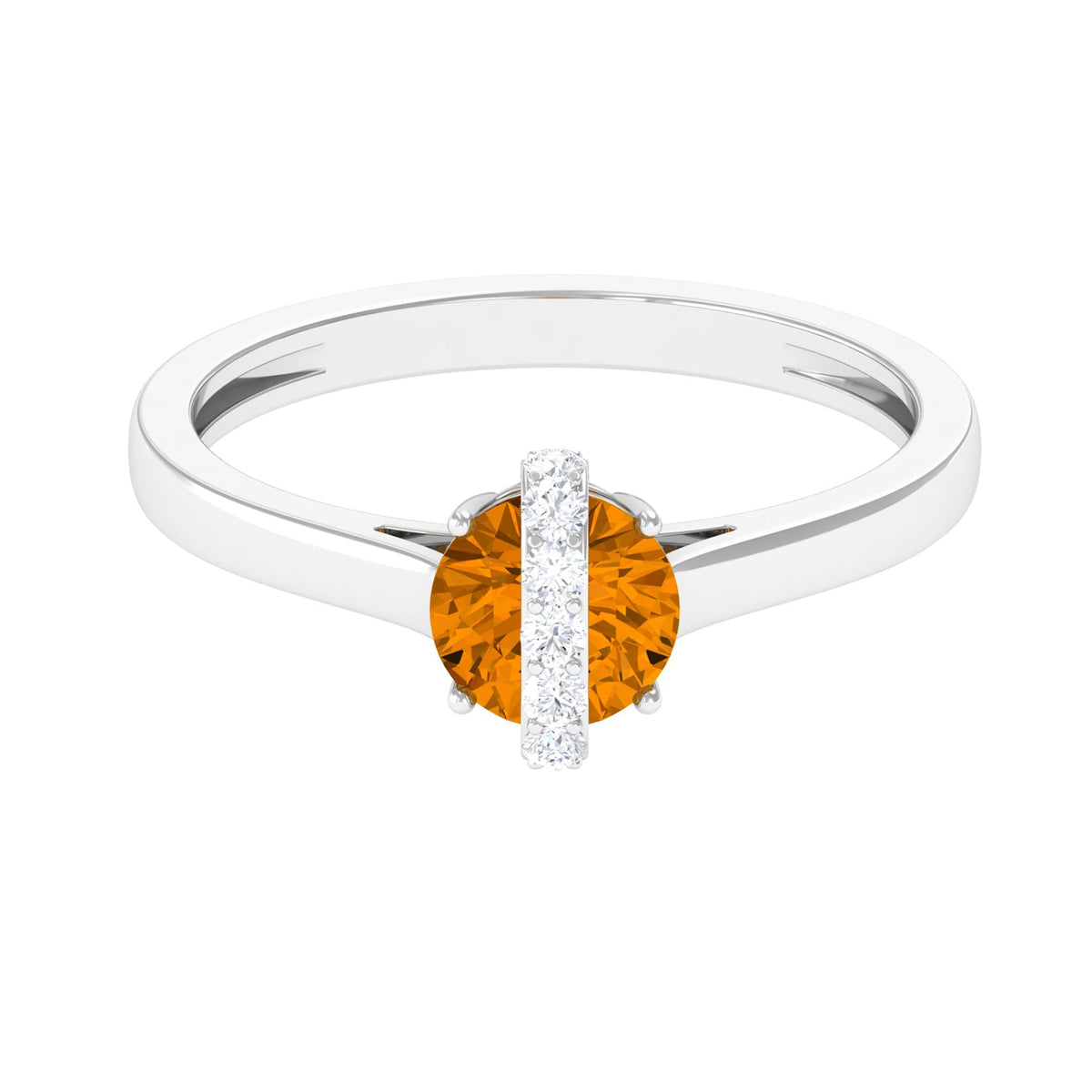 1.2 Carat Designer Round Shape Citrine Ring with Diamond Stones
