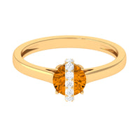 1.2 Carat Designer Round Shape Citrine Ring with Diamond Stones