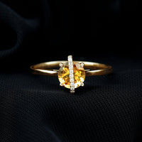 1.2 Carat Designer Round Shape Citrine Ring with Diamond Stones