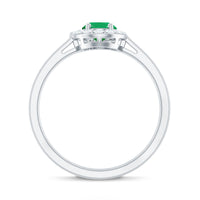 Natural Emerald Oval Engagement Ring with Diamond Halo